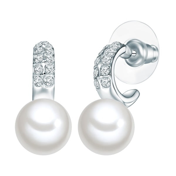 Lia fülbevaló fehér gyönggyel, ⌀ 1 cm - Perldesse
