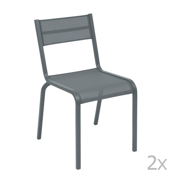 Oléron sötétszürke fém kerti szék, 2 db - Fermob