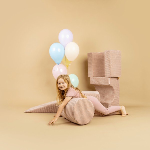 Rózsaszín kordbársony habszivacs játszótér 4 db-os magasság 30 cm 45x170 cm Montessori – Meowbaby-image-1