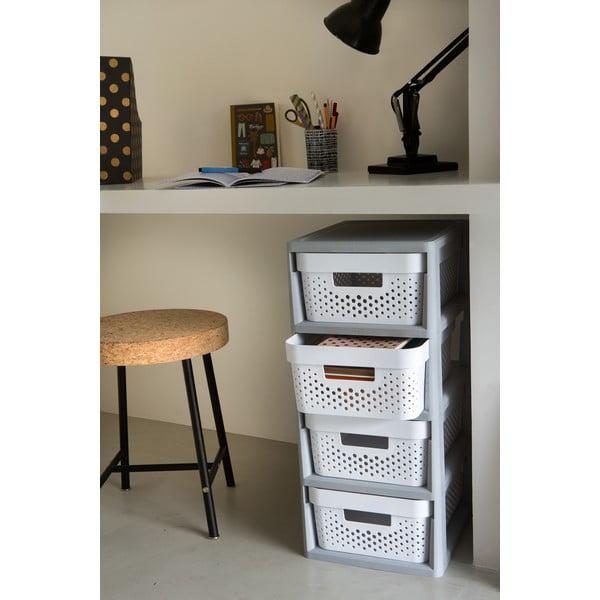 Fehér-szürke műanyag gurulós polcos állvány 29,5x65,5 cm Infinity – Curver-image-1