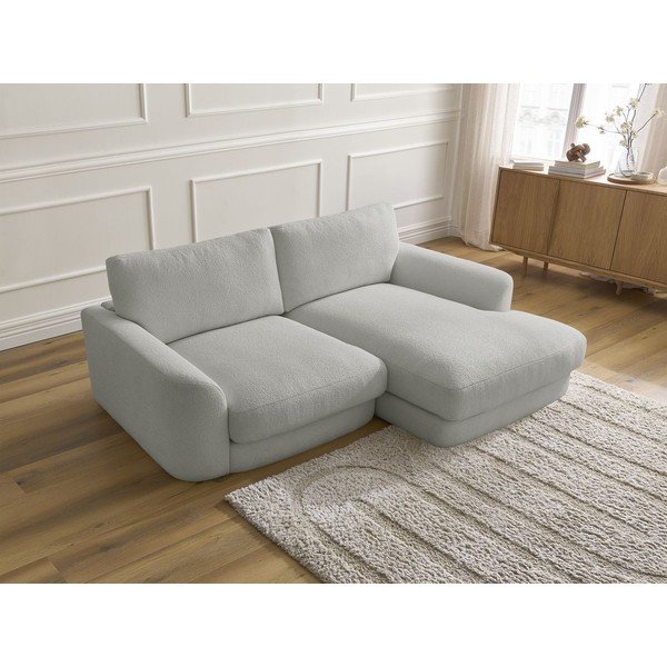 Világosszürke buklé sarokkanapé (jobb oldali-heverő résszel) Leonore – Bobochic Paris-image-3