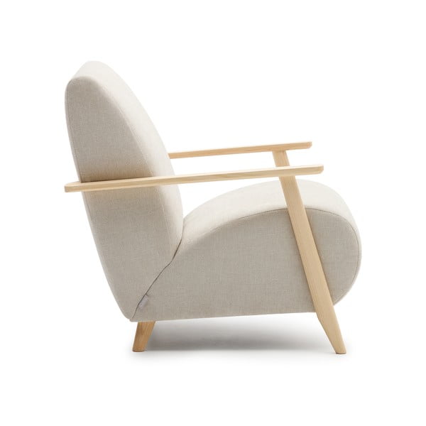 Bézs-krémszínű zsenília fotel Meghan – Kave Home-image-4