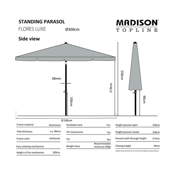 Kék napernyő ø 300 cm Flores - Madison-image-1