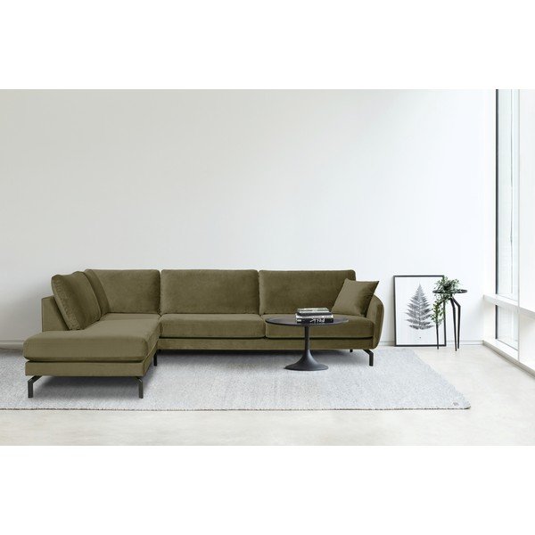 Magic zöld bársony sarokkanapé, bal oldali - Scandic-image-1