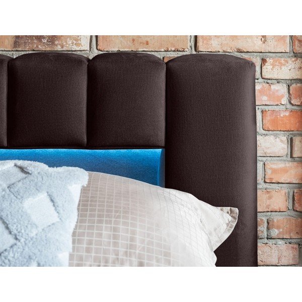 Sötétbarna kárpitozott ágyneműtartós franciaágy ágyráccsal 160x200 cm Lamica – ELTAP-image-4