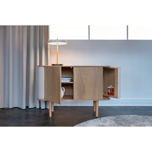 Fekete-barna alacsony komód tölgyfa dekorral 109x75 cm Treasures – UMAGE-image-1