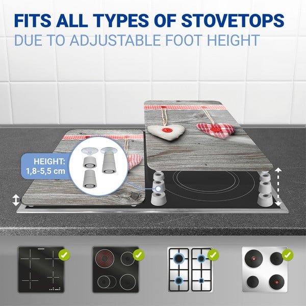 Edzett üveg tűzhely fedőlap szett 2 db-os 30x52 cm Heart – Wenko-image-3