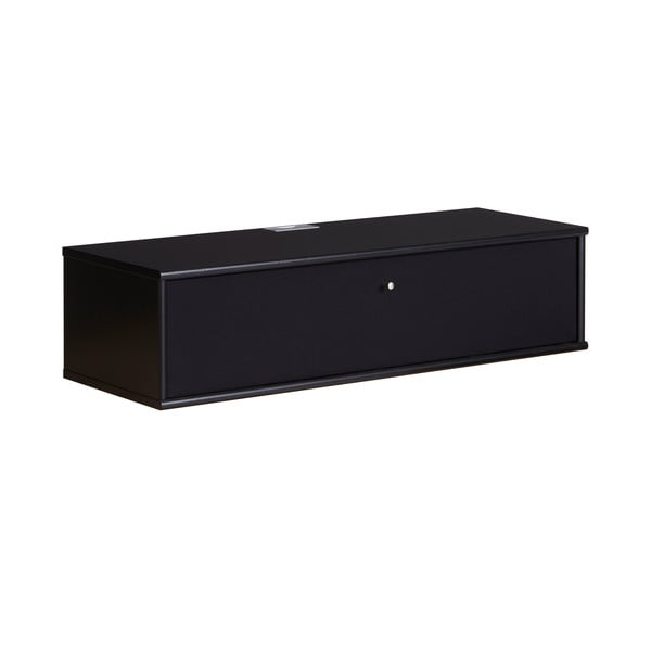 Fekete TV-állvány kőrisfa dekorral 89x22 cm Mistral – Hammel Furniture-image-3