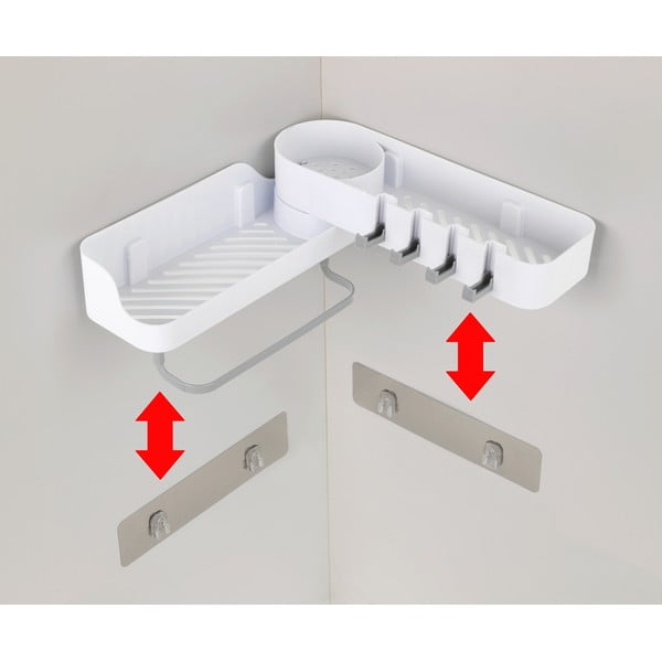 Fehér öntapadós műanyag fürdőszobai sarok polc - Maximex-image-4