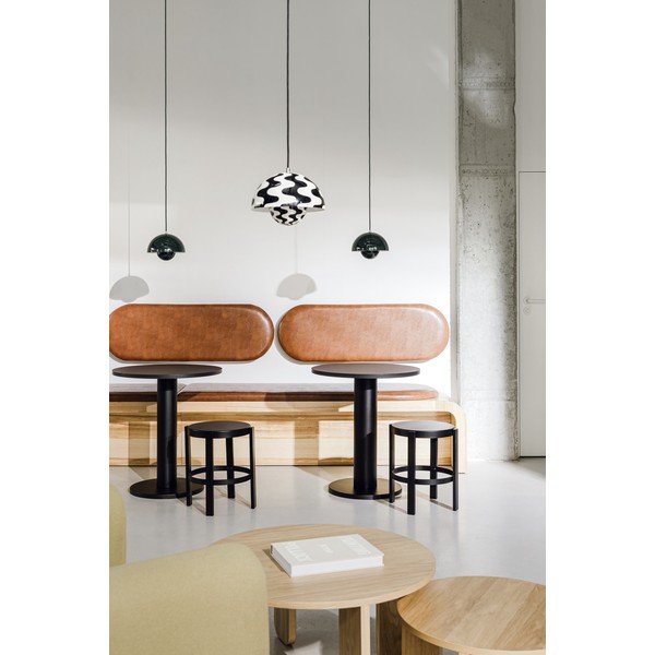 Kerek étkezőasztal tölgyfa dekoros asztallappal ø 80 cm Sool – noo.ma-image-4