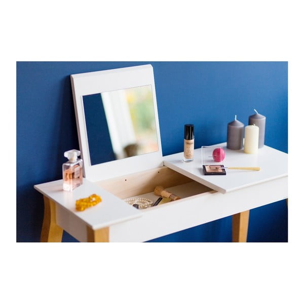 Dressing Table fehér fésülködőasztal tükörrel, hosszúság 65 cm - Ragaba-image-1