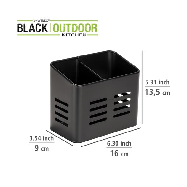 Fém evőeszköz és szalvéta tartó szett 2 db-os Black Outdoor Kitchen Baco – Wenko-image-3