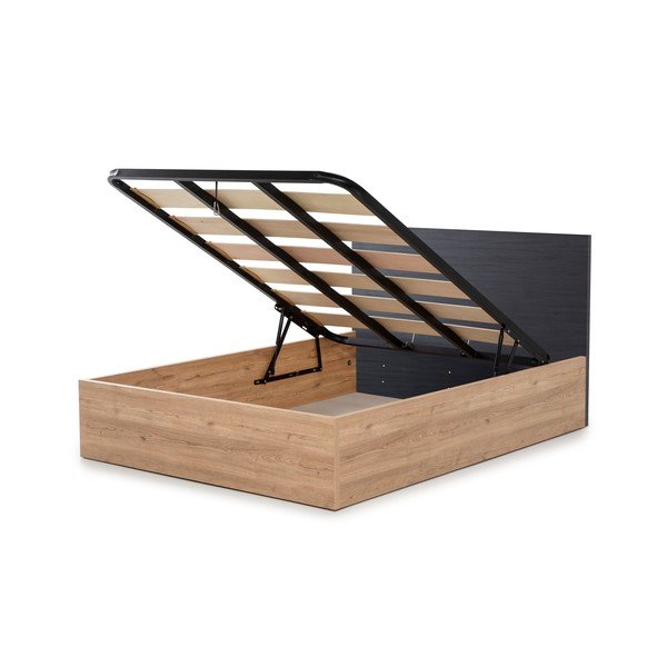 Szürke franciaágy tárolóhellyel és ágyráccsal 160x200 cm Kronos - Marckeric-image-4