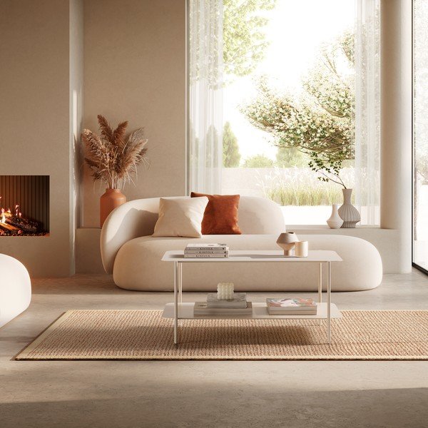 Krémszínű fém dohányzóasztal 58x90 cm Beatrix – MOME-image-1