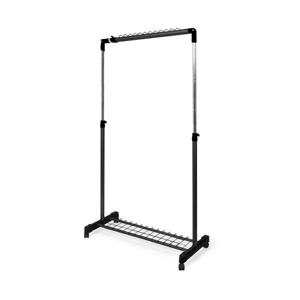 Fekete fém teleszkópos-gurulós ruhatartó állvány Under Stairs – Compactor-image-4