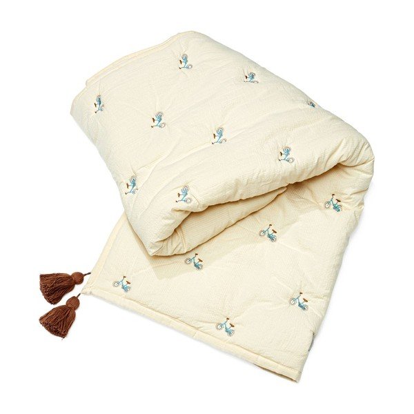 Piros-világossárga bio pamut steppelt gyerek takaró 90x120 cm Bicycles – Cam Cam Copenhagen