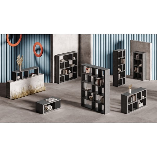 Szürke könyvespolc beton dekorral 150x83 cm Berlin – TemaHome-image-1