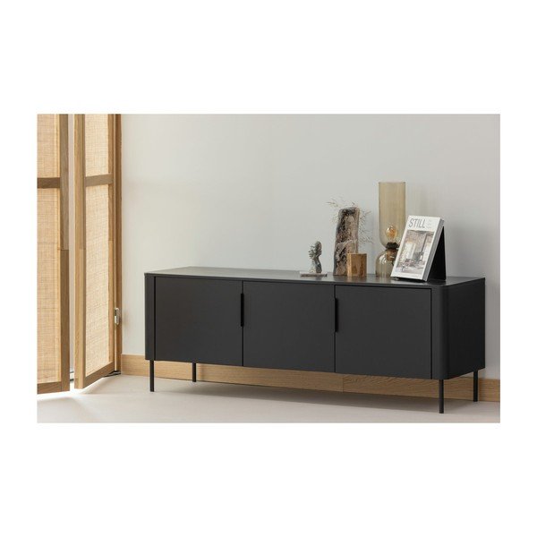 Matt fekete borovi fenyő TV-állvány 154x56x44 cm Gunnar – WOOOD-image-1