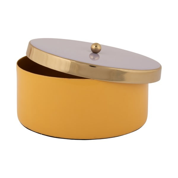 Sárga dekoratív fém tárolódoboz ø 16x6 cm Double Funky – PT LIVING-image-3