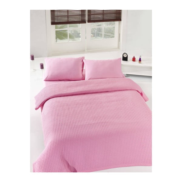Pink Pique rózsaszín könnyű ágytakaró, 200 x 235 cm