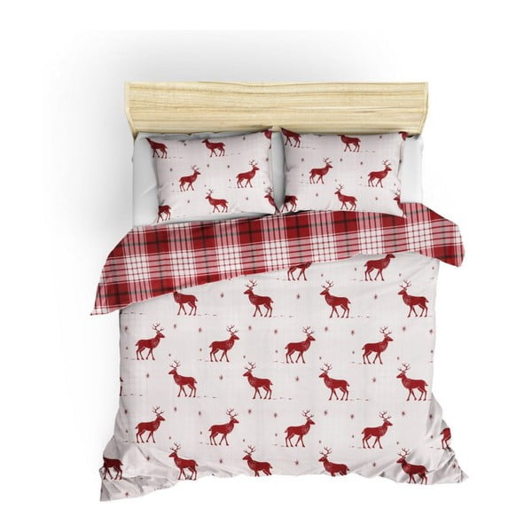 Geyik Claret Red kétszemélyes pamutkeverék ágyneműhuzat lepedővel, 200 x 220 cm - Mijolnir