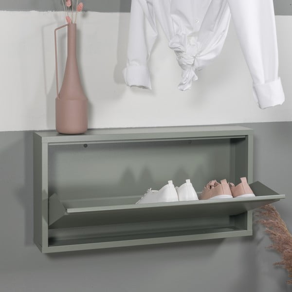 Szürkészöld fém billenő ajtós cipőtartó 75x37,5x12,5 cm Billy – Spinder Design-image-1