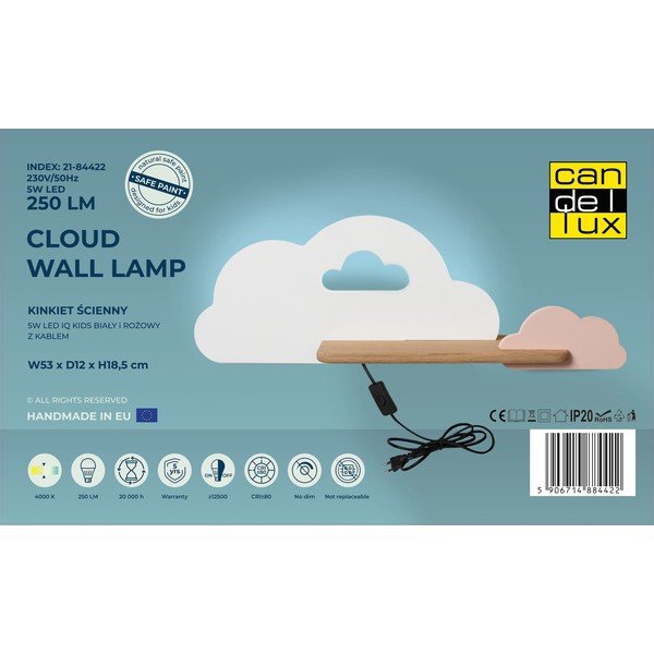 Fehér-rózsaszín gyerek lámpa Cloud – Candellux Lighting-image-3
