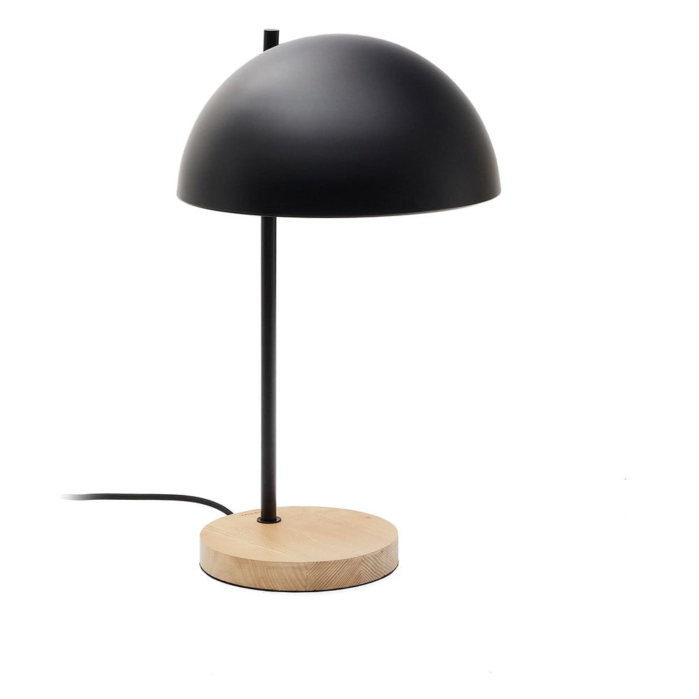 Fekete-natúr színű asztali lámpa fém búrával (magasság 48,5 cm) Catlar Kave Home