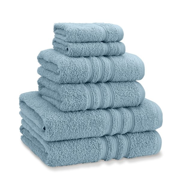 Kék frottír pamut törölköző és fürdőlepedő készlet 6 db-os Zero Twist – Catherine Lansfield