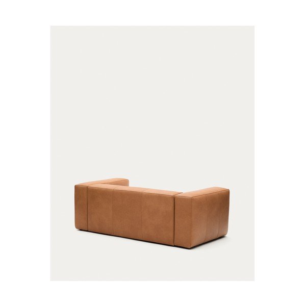Barna bőr kanapé 210 cm Blok – Kave Home-image-4