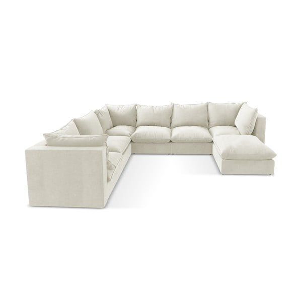 Bézs sarokkanapé (bal oldali-U alakú) Manao – Makamii-image-2