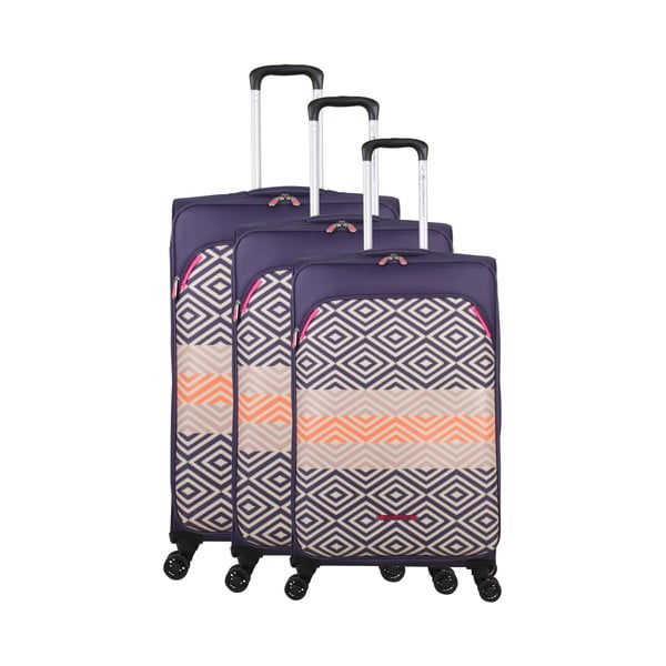 Peruana 3 db lila gurulós bőrönd - Lulucastagnette