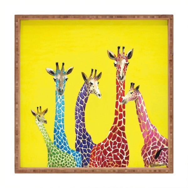 Giraffes dekoratív fatálca, 40 x 40 cm