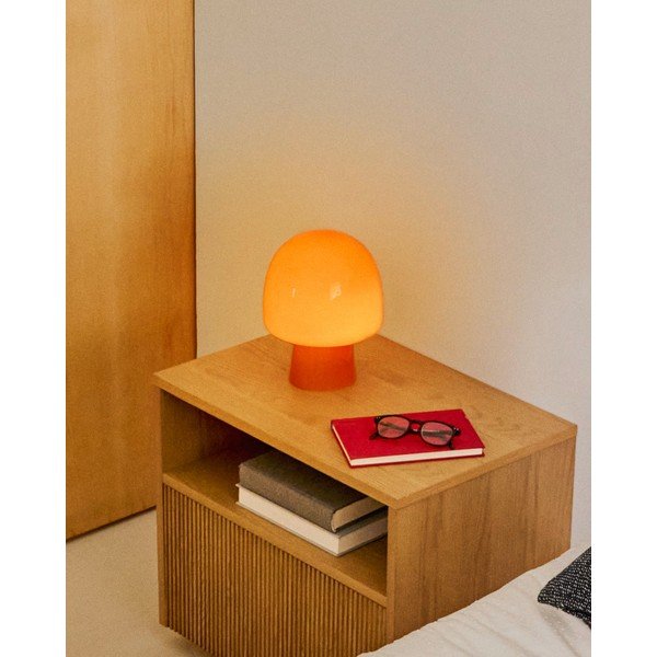 Narancssárga asztali lámpa üveg búrával (magasság 20 cm) Reig – Kave Home-image-1