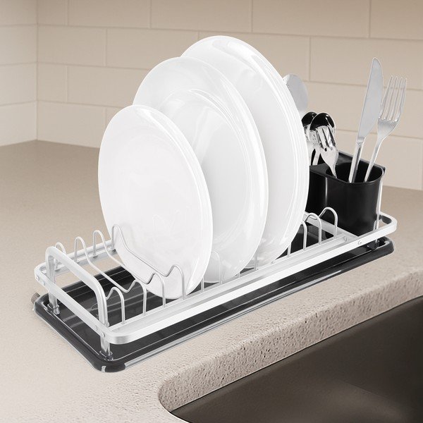 Fekete-fehér fém edényszárító 41,5x17 cm Deluxe – Orion-image-1