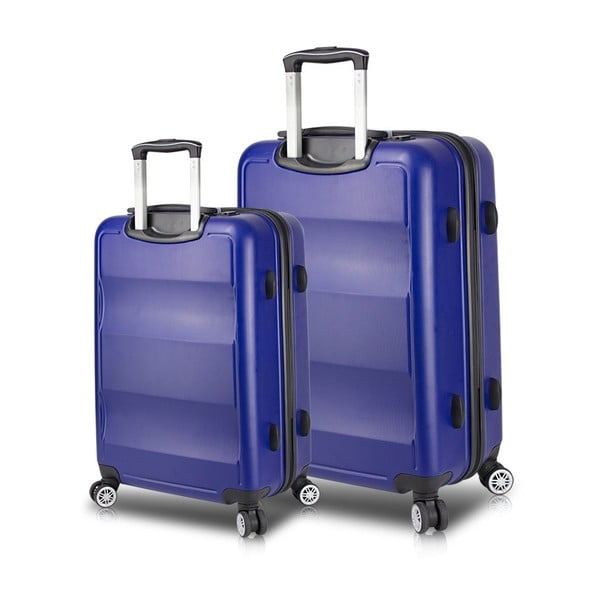 LASSO Large & Medium 2 kék görgős bőrönd USB csatlakozóval - My Valice