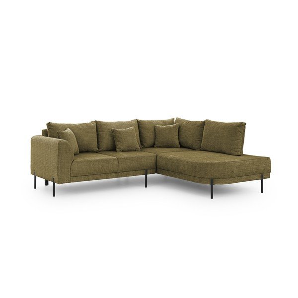 Zöld zsenília sarokkanapé (jobb oldali-L alakú) Mauris  – Ropez-image-2