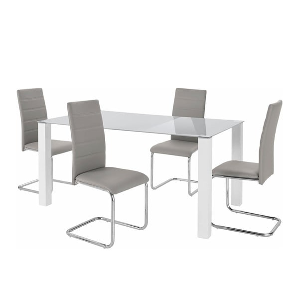 Naral asztal és 4 részes szürke szék szett - Støraa