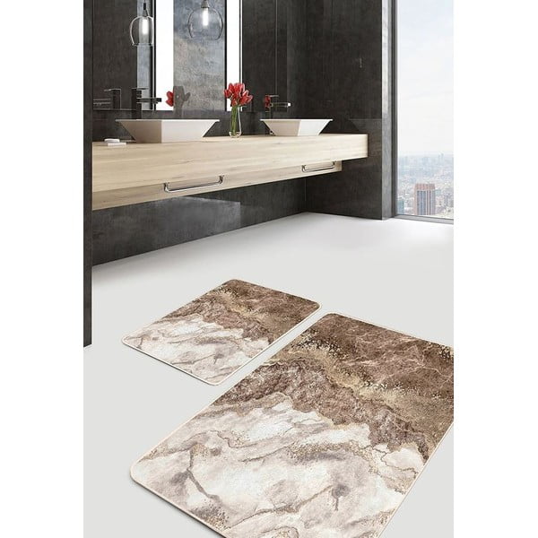 Barna fürdőszobai kilépő szett 2 db-os 60x100 cm – Mila Home-image-2