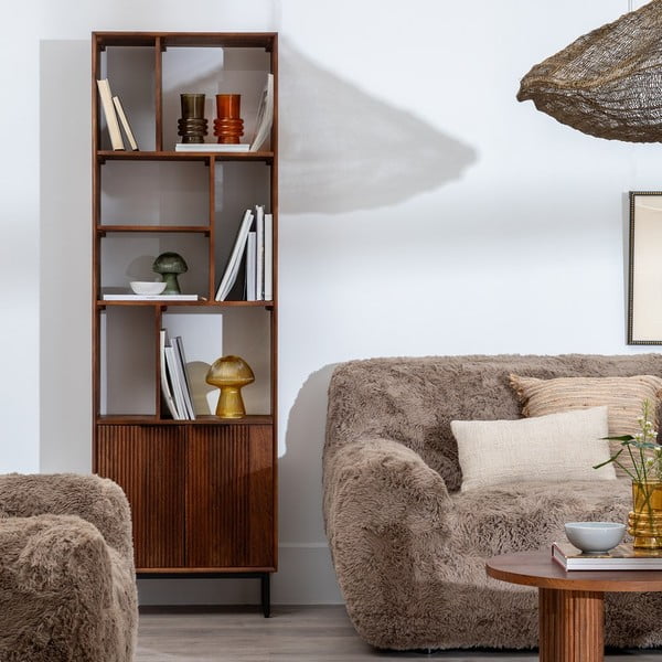 Barna mangófa könyvespolc 60x190x30 cm Sagara – Ixia-image-1