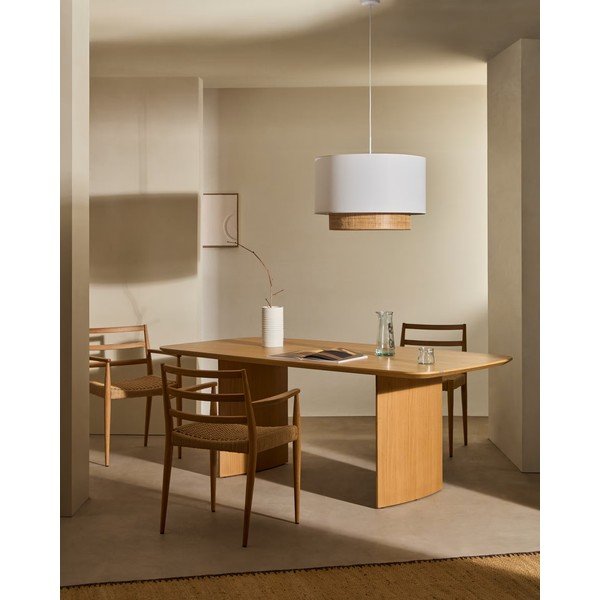 Fehér-natúr színű textil lámpabúra ø 60 cm Erna – Kave Home-image-1