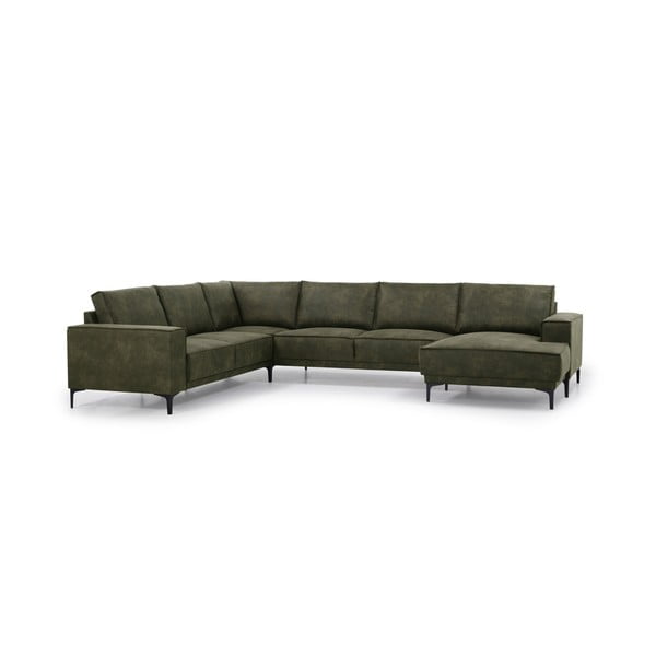 Zöld bőrutánzat sarokkanapé (jobb oldali) Copenhagen – Scandic-image-2