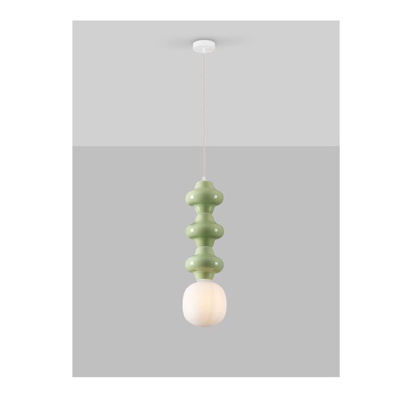 Fehér-világoszöld kerámia függőlámpa üveg búrával ø 18 cm Clio – Nova Luce-image-4