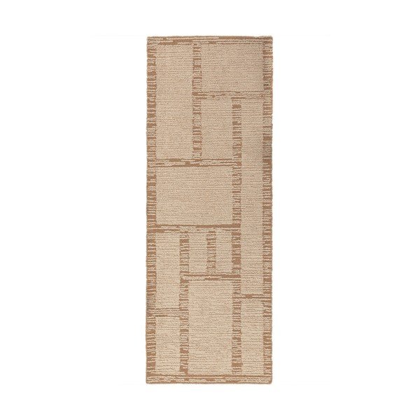 Natúr színű kézi szövésű gyapjú futószőnyeg 80x230 cm Harris Modula Wool – Flair Rugs