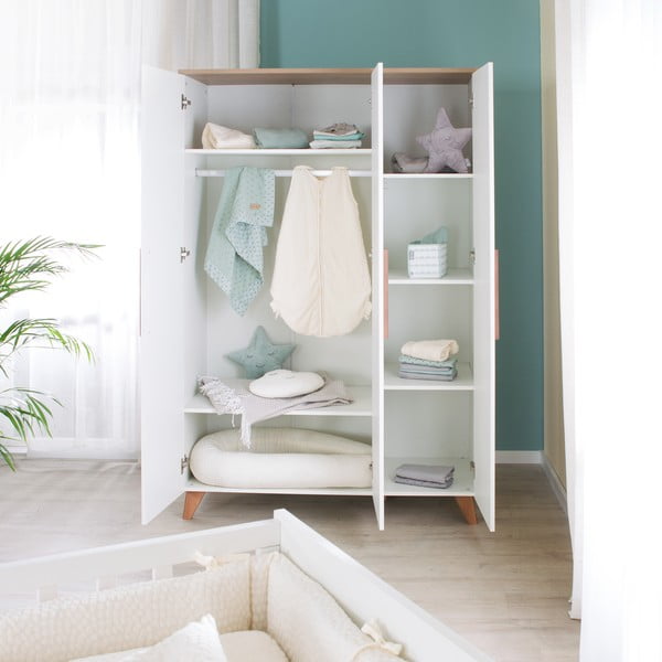 Fehér gyerek ruhásszekrény 118x190 cm – Roba-image-1