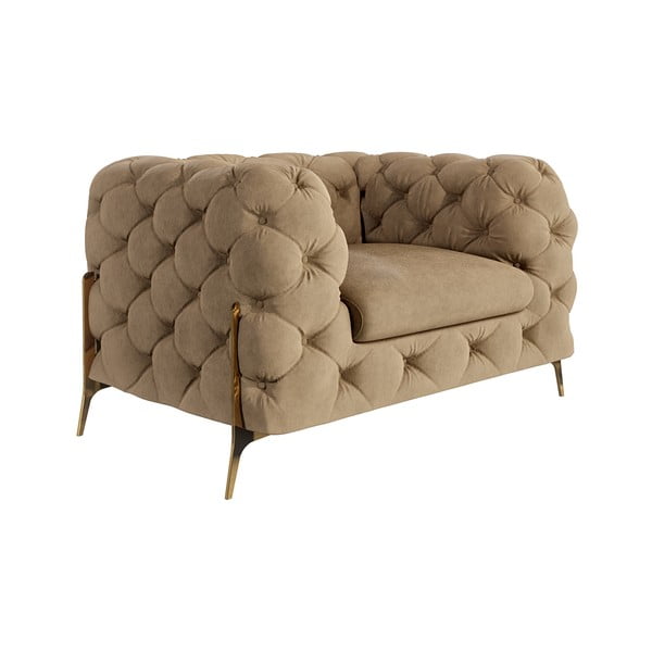 Világosbarna bársony fotel Chelsea Bis – Ropez