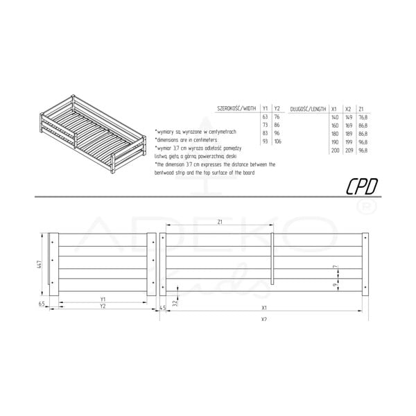 Natúr színű borovi fenyő gyerekágy 90x180 cm Mila CPD – Adeko-image-3