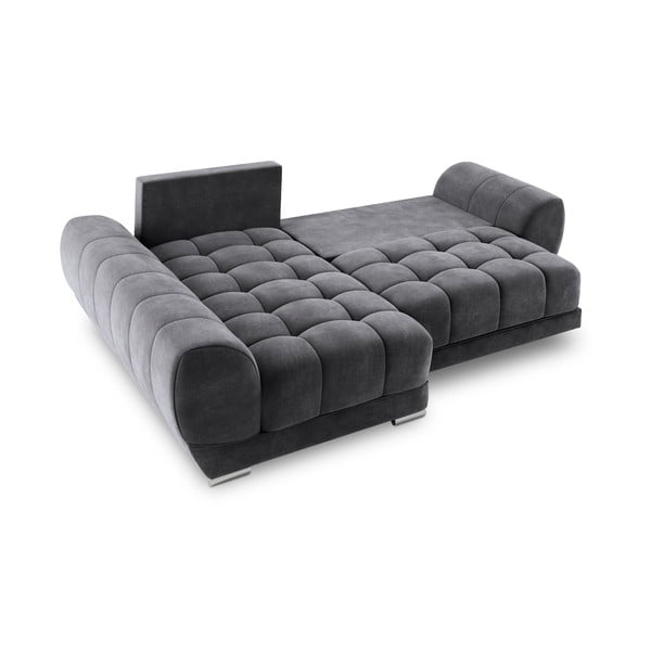Nuage sötétszürke kinyitható sarokkanapé bársony kárpittal, bal oldali - Windsor & Co Sofas-image-3