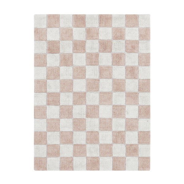 Világos rózsaszín-krémszínű mosható kézi szövésű pamut szőnyeg 120x160 cm Kitchen Tiles Rose – Lorena Canals