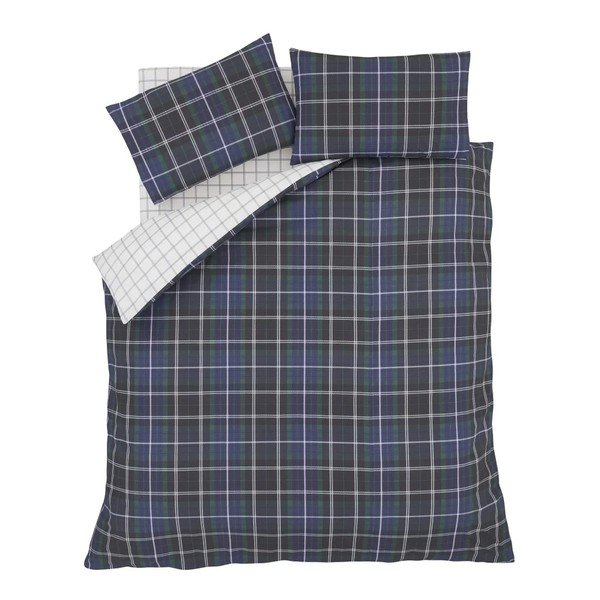 Tartan Check kék kétszemélyes ágyneműhuzat garnitúra, 220 x 230 cm - Catherine Lansfield-image-1